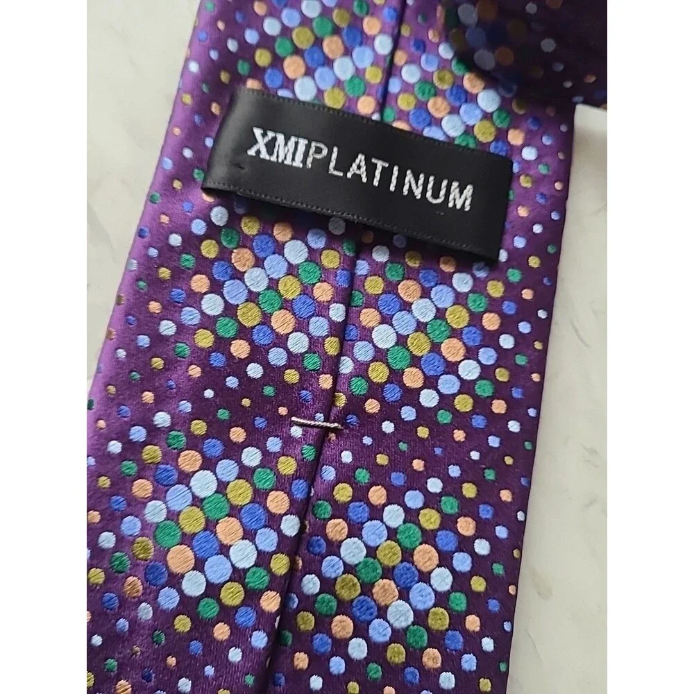 XMI Platinum Made In U.S.A. Blue/Yellow/Green Stepped Stripes Tie - Designer Tie